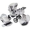 3 în 1 Cărucior Urban Style Pushchair Buggy Travel Baby Pram cu scaun auto în Vintage White