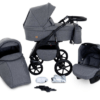 3 in 1 Baby Pram Boston Stroller Trio Travel System with Car Seat in All Gray