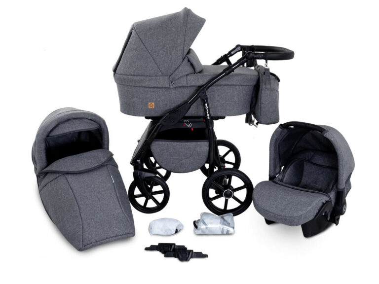3 in 1 Baby Pram Boston Stroller Trio Travel System with Car Seat in All Gray