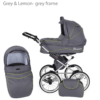 Système de voyage 3 en 1 pour bébé (poussette, siège auto, siège auto) dès la naissance, pour filles et garçons, coloris gris et citron