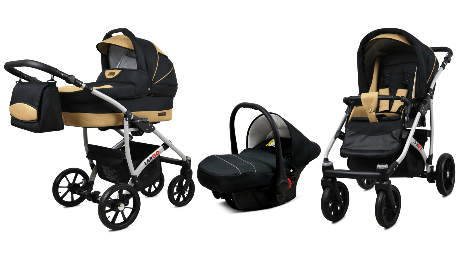 Baby Buggy Pram Car Seat 3 in 1 Travel System Pushchair All In One in Black Coffe - Imagen 3
