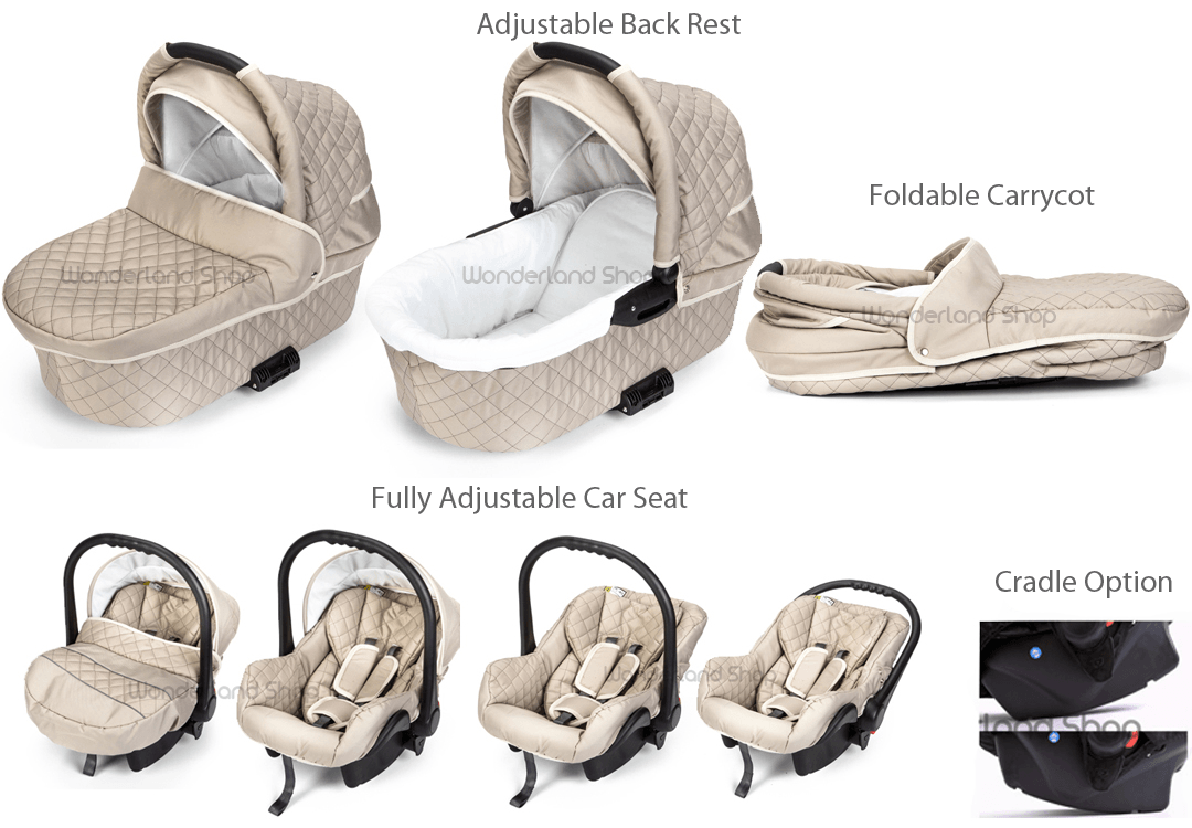 Pink Baby Pram Set Pushchair Car Seat Carrycot 3 in 1 Travel System From Birth - Imagen 10