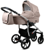 Set passeggino beige con seggiolino auto, navicella e sistema di viaggio 3 in 1 dalla nascita.