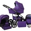 Set passeggino viola con seggiolino auto, navicella e sistema di viaggio 3 in 1 dalla nascita.