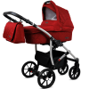 Rode babywagenset met buggy, autostoeltje en reiswieg, 3-in-1 reissysteem vanaf de geboorte.