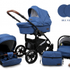 Wózek dziecięcy od urodzenia, spacerówka, system podróżny 3 w 1, baza ISOFIX dla chłopców i dziewcząt, Blue Flex, czarna rama