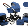 Baby Pram From Birth Pushchair Buggy 3 in1 Travel System Boys Girls ISOFIX BASE -Blue Flex - white frame