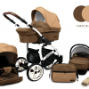 Baby Pram From Birth Pushchair Buggy 3 in1 Travel System Boys Girls ISOFIX BASE -Chocolate - white frame