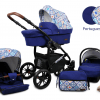 Barnvagn från födseln, sittvagn, 3-i-1, resesystem, pojkar, flickor, ISOFIX-bas - portugisiska plattor - svart ram