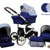 Carrinho de Bebê Desde o Nascimento, Carrinho de Passeio 3 em 1, Sistema de Viagem, Meninos e Meninas, Base ISOFIX - Azulejos Portugueses - Estrutura Branca