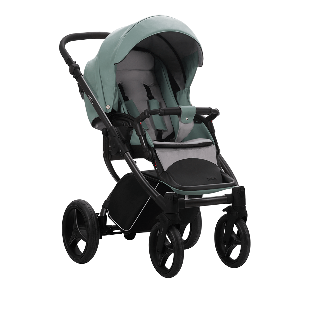 Eco-Leather Baby Pram 4 in 1 Travel System Pushchair with Car Seat in Green - Imagem 3