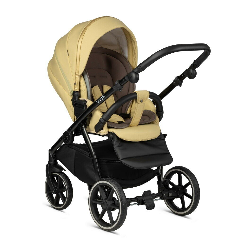 Baby Pram 4 in 1 Travel System Pushchair with Car Seat in Yellow - imagine 5