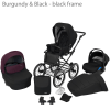 Nuovo set passeggino retrò per neonati, passeggino classico 3 in 1, sistema da viaggio bordeaux e nero - Telaio nero