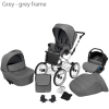Poussette rétro classique 3 en 1 pour bébé, système de voyage gris - Cadre gris