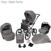 Poussette bébé rétro classique 3 en 1, système de voyage en similicuir - Gris (cadre noir)