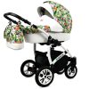Set sistema da viaggio 3 in 1 passeggino, seggiolino auto e passeggino - Fiori verdi