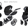 Système de voyage bébé poussette 3 en 1 siège auto pliable landau dès la naissance - Noir (cadre blanc)