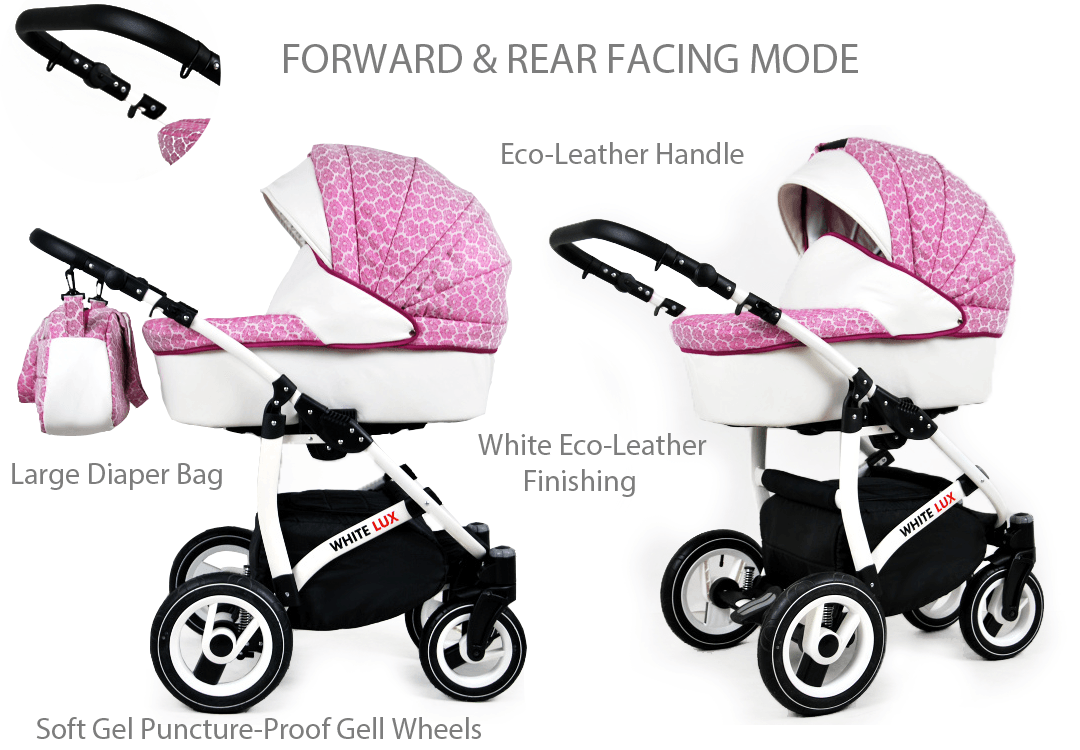 Baby Pram 3 in 1 Travel System Pushchair with Car Seat in Pattern – Image 3