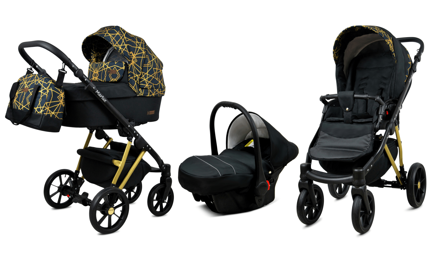 Baby Pram 3 in 1 Travel System Pushchair with Car Seat in Pattern – Image 2