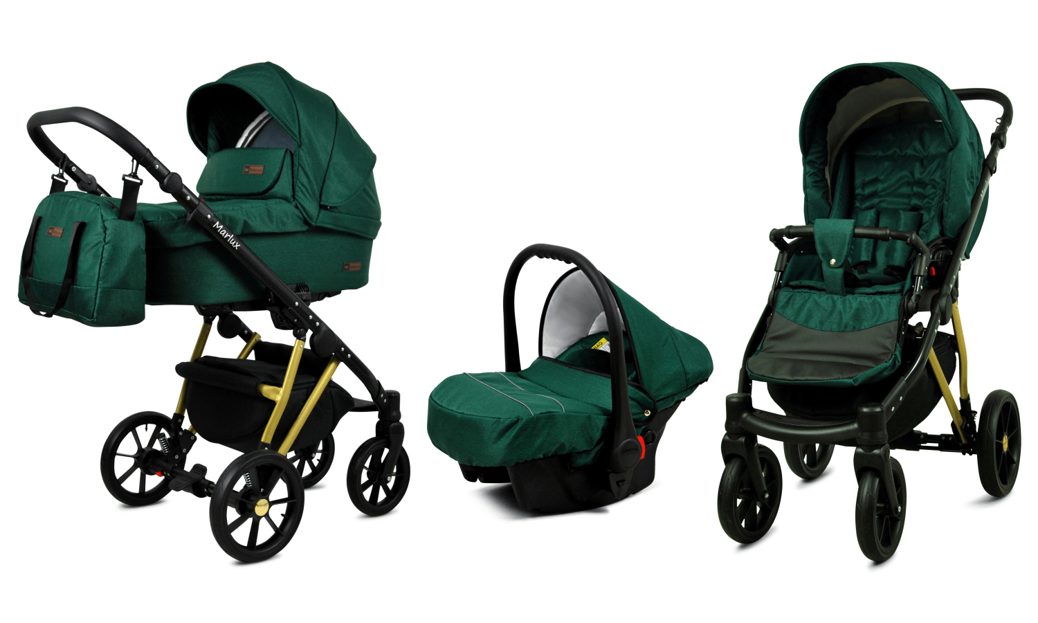 3in1 Luxury Baby Pram Newborn Car Seat - Green – Image 2