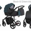 Carrinho de Bebê de Luxo, Leve e com Sistema de Viagem, Inclui Cadeirinha para Auto - Preto e Verde - Estrutura Preta