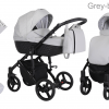 Poussette de luxe pour bébé, poussette légère, système de voyage avec siège auto - Gris - cadre noir