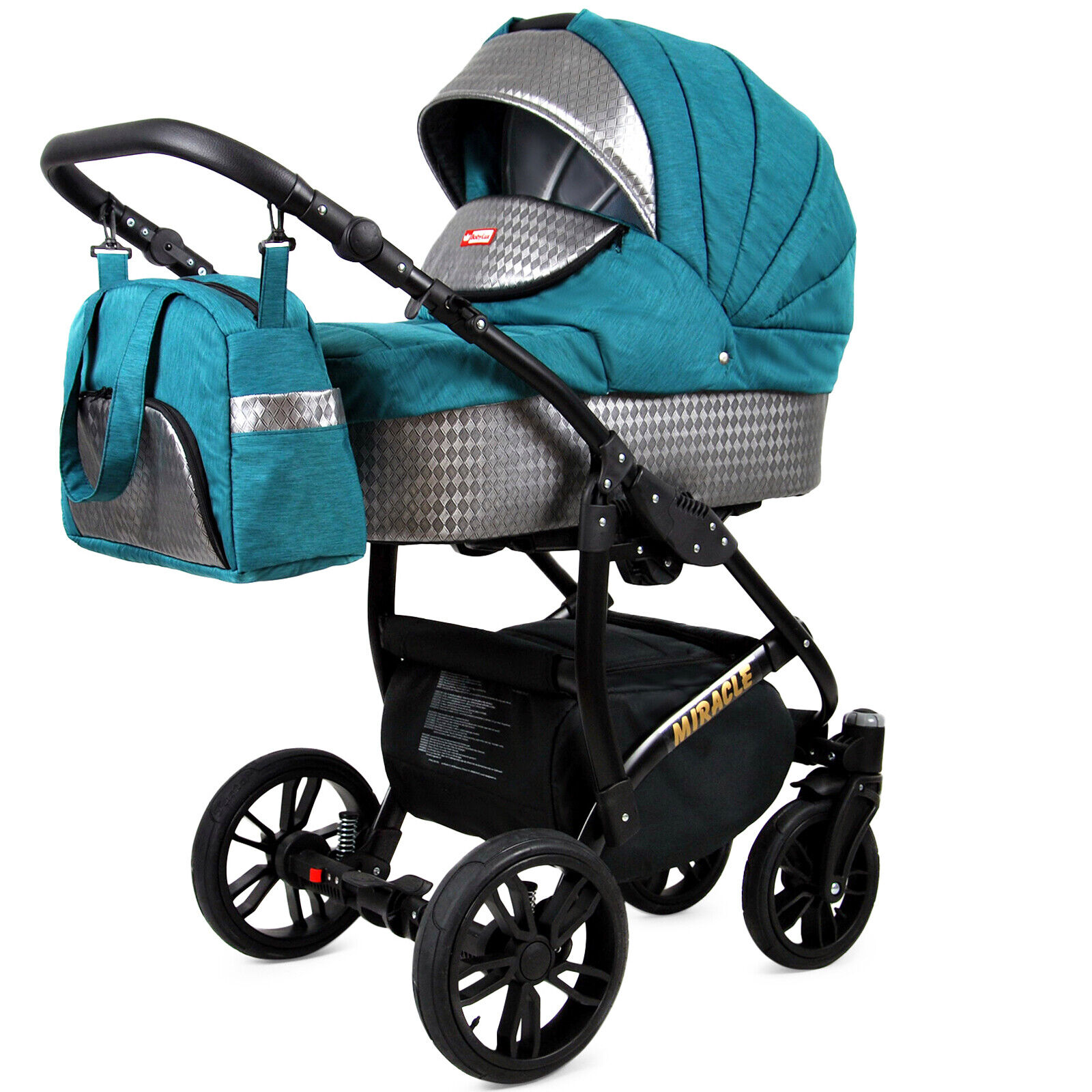 Baby Pram Set Car Seat 3in1 Foldable Pushchair Toddler - Blue - immagine 2