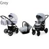 Set passeggino 3 in 1 con seggiolino auto e carrozzina pieghevole per bambini - Grigio