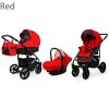 Poussette bébé pliable 3 en 1 avec siège auto et poussette pour enfant - Rouge