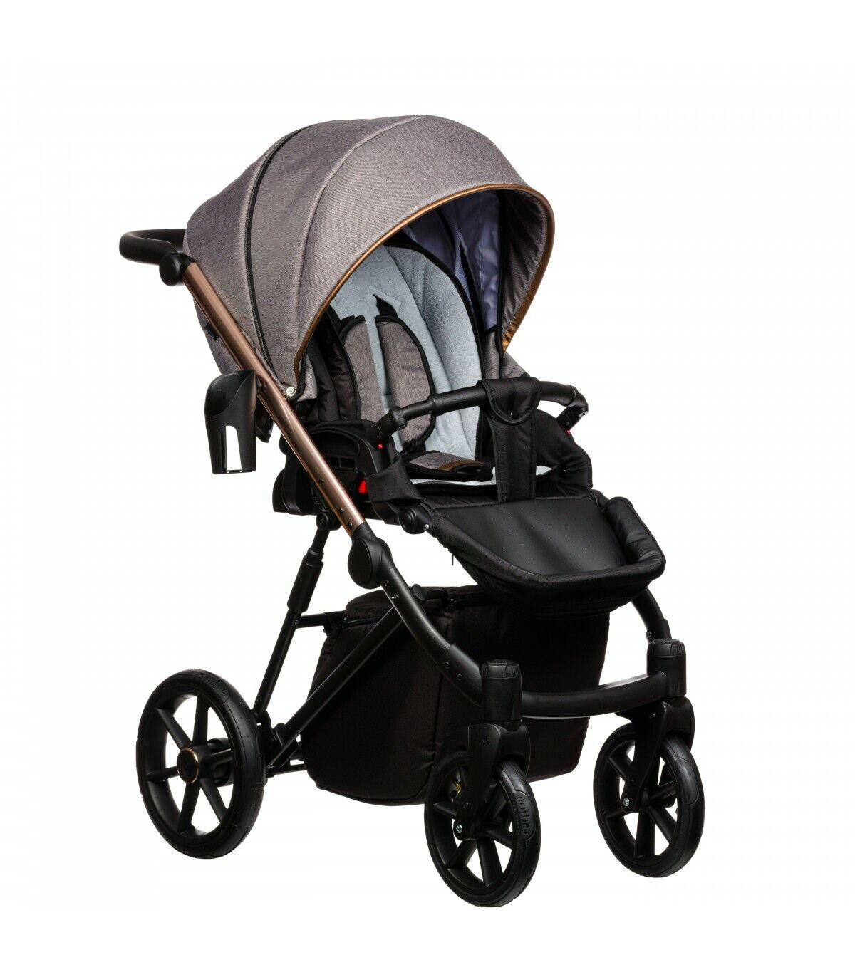 Baby Pram 4 in 1 Travel System Pushchair with Car Seat in Grey - Afbeelding 3