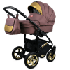 Passeggino pieghevole di lusso 3 in 1, comodo e confortevole, per neonati e bambini piccoli, colore cioccolato.