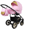 Poussette pliante 3 en 1 de luxe et confortable pour nouveau-nés et jeunes enfants, rose