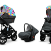 Poussette pliable 3 en 1 réversible multicolore