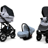 Poussette pliable 3 en 1 réversible pour bébé, gris et noir