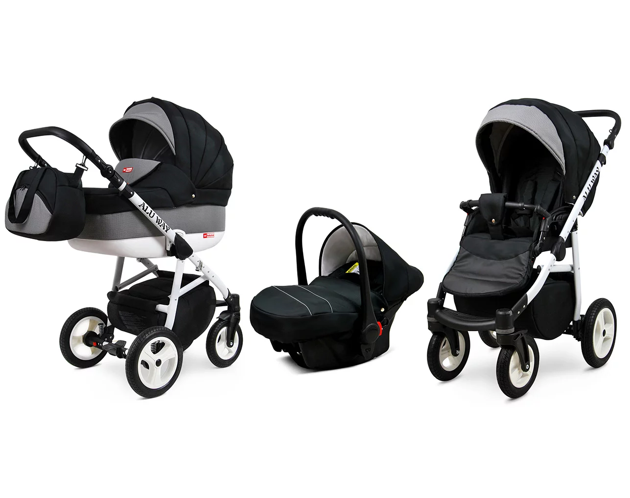 3 in 1 Luxury Stroller and Car Seat - Alu Way Pram Pushchair and Car seat by Babylux- In Carbon - Imagen 2