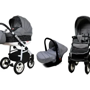 Steel Arrow Pram Pushchair 3 in 1 – BabyLux Alu Way Travel System with Car Seat