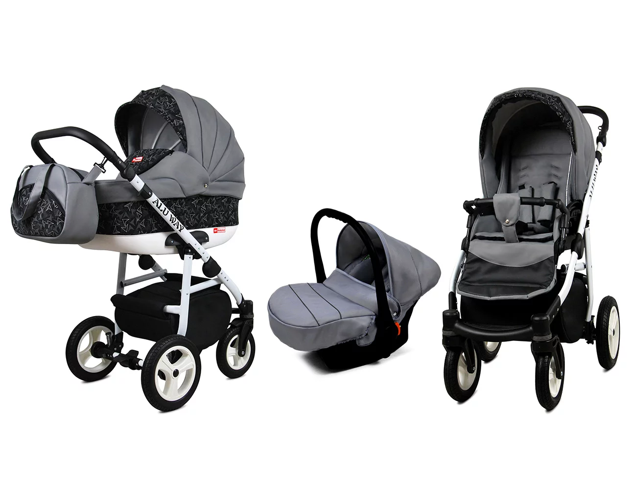 Steel Arrow Pram Pushchair 3 in 1 – BabyLux Alu Way Travel System with Car Seat