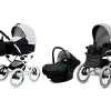 Black Dots Pram Pushchair 3 in 1 – BabyLux Margaret White Travel System with Car Seat