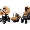Luxury Baby Pram 3 in 1 Stroller Travel System Pushchair with Car Seat in Beige