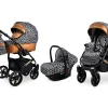 Luxury Baby Pram 3 in 1 Stroller Travel System Pushchair with Car Seat in Pattern