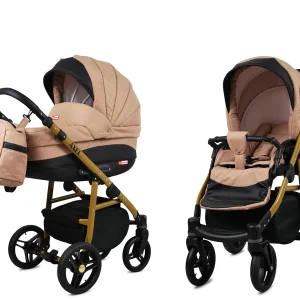 Vista alternativa de Beige Pram Pushchair 3 in 1 – BabyLux Axel Travel System with Car Seat