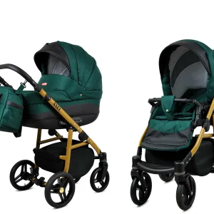 Vista alternativa de Bottle Green Pram Pushchair 3 in 1 – BabyLux Axel Travel System with Car Seat