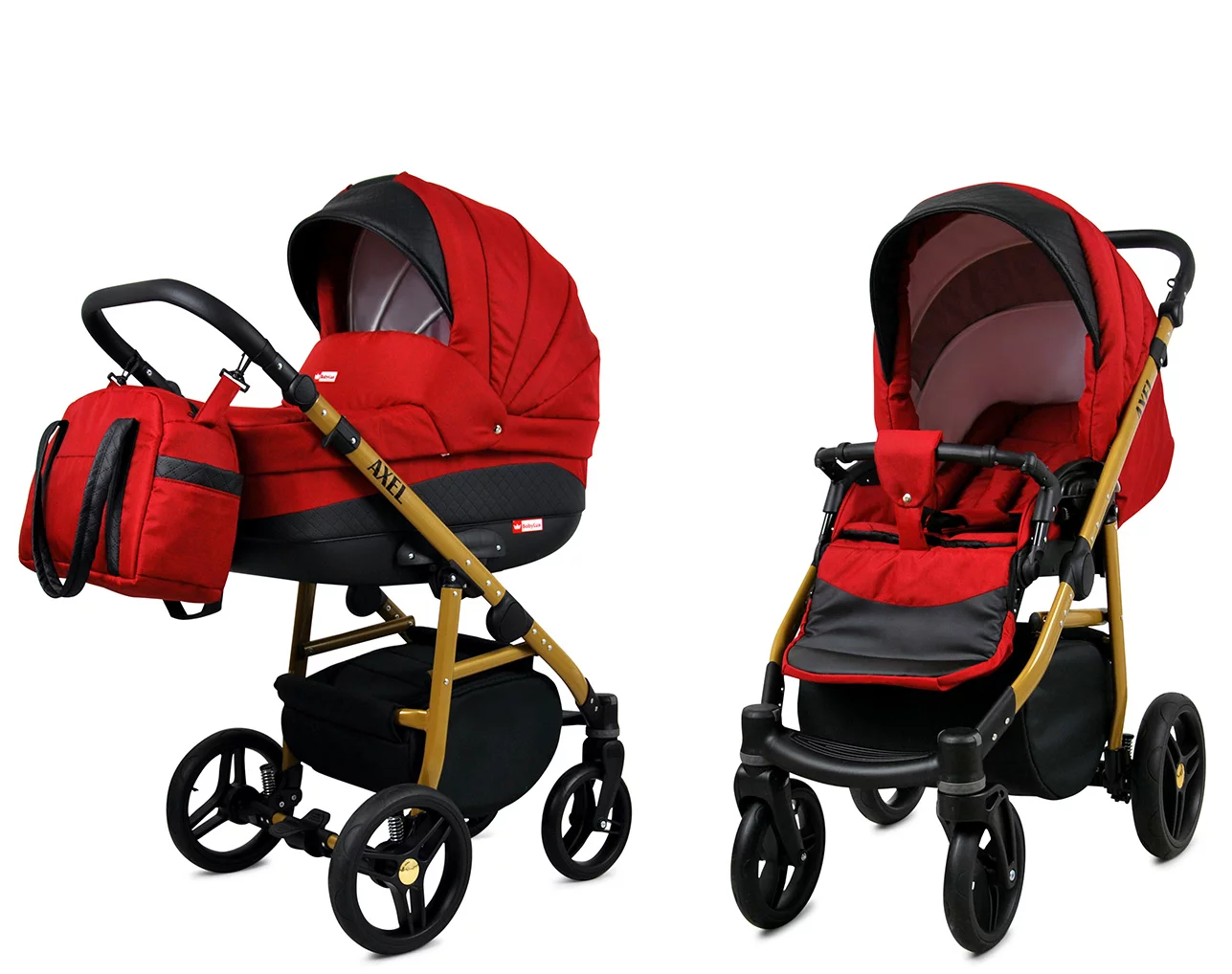 Red Pram Pushchair 3 in 1 – BabyLux Axel Travel System with Car Seat – Bild 2