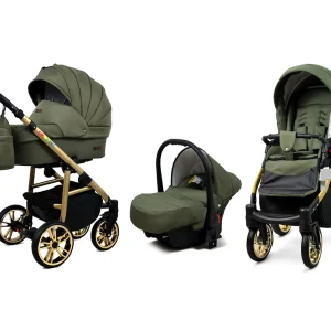 Olive Pram Pushchair 3 in 1 – BabyLux Color Lux Travel System with Car Seat