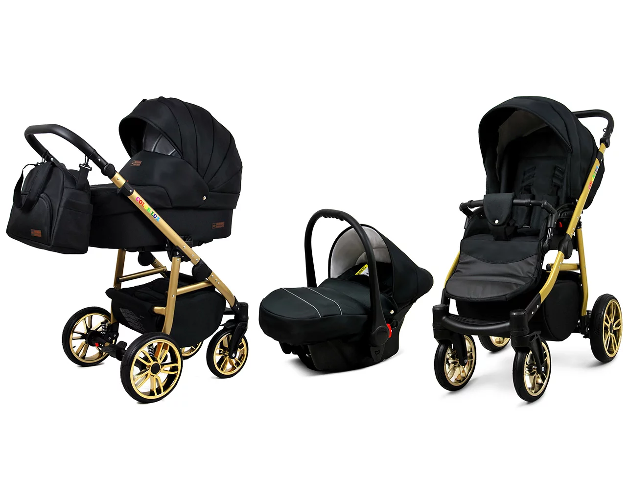 Onyx Pram Pushchair 3 in 1 – BabyLux Color Lux Travel System with Car Seat