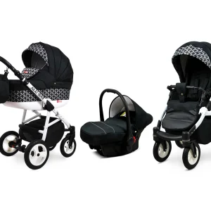 Optical Black Pram Pushchair 3 in 1 – BabyLux Alu Way Travel System with Car Seat