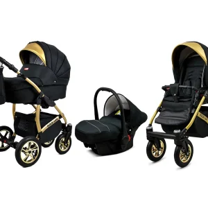 Onyx Pram Pushchair 3 in 1 – BabyLux Gold Lux Travel System with Car Seat