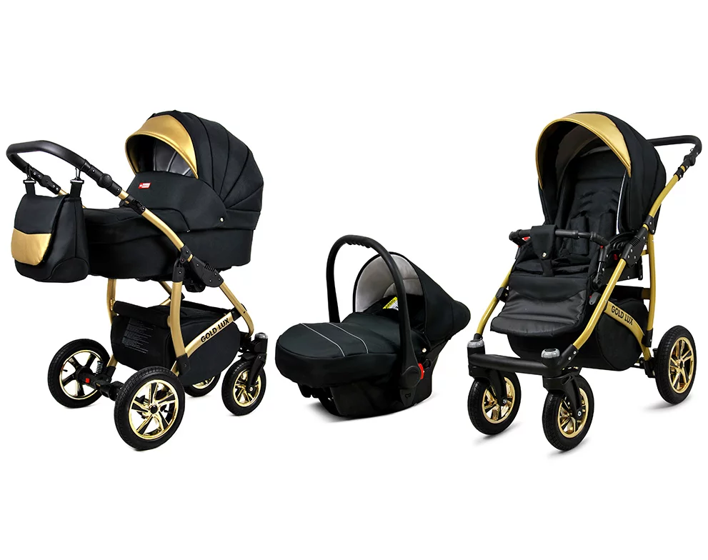 Onyx Pram Pushchair 3 in 1 – BabyLux Gold Lux Travel System with Car Seat