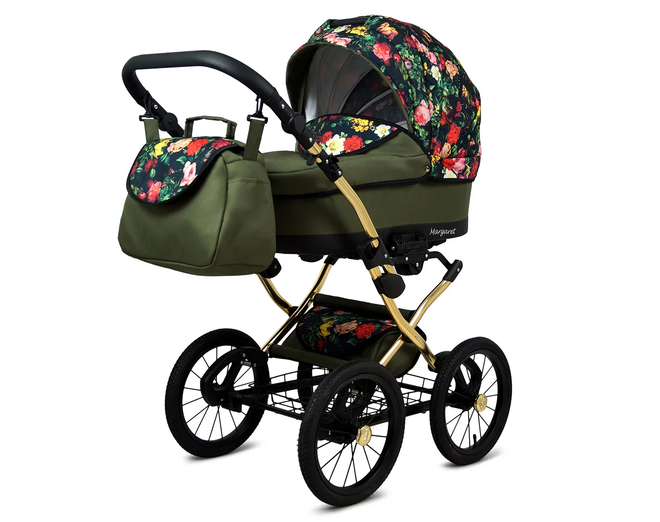 Roses With Tulips Pram Pushchair 3 in 1 – BabyLux Margaret Gold Travel System with Car Seat – Bild 2
