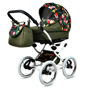 Vista alternativa de Roses With Tulips On Black Pram Pushchair 3 in 1 – BabyLux Margaret White Travel System with Car Seat